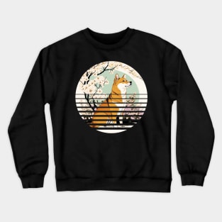 Shiba Inu Dog, Cherry Blossom, Japanese Style Crewneck Sweatshirt